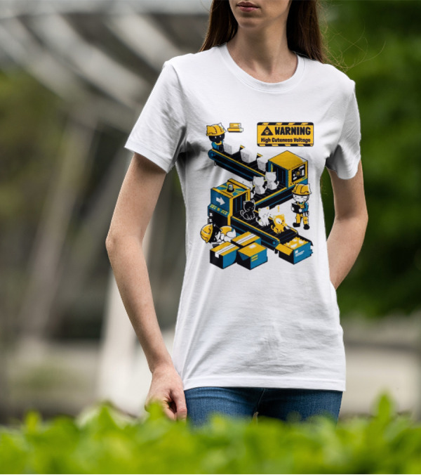 Warning High Cuteness Voltage Cats Factory Worker Warning T-Shirt