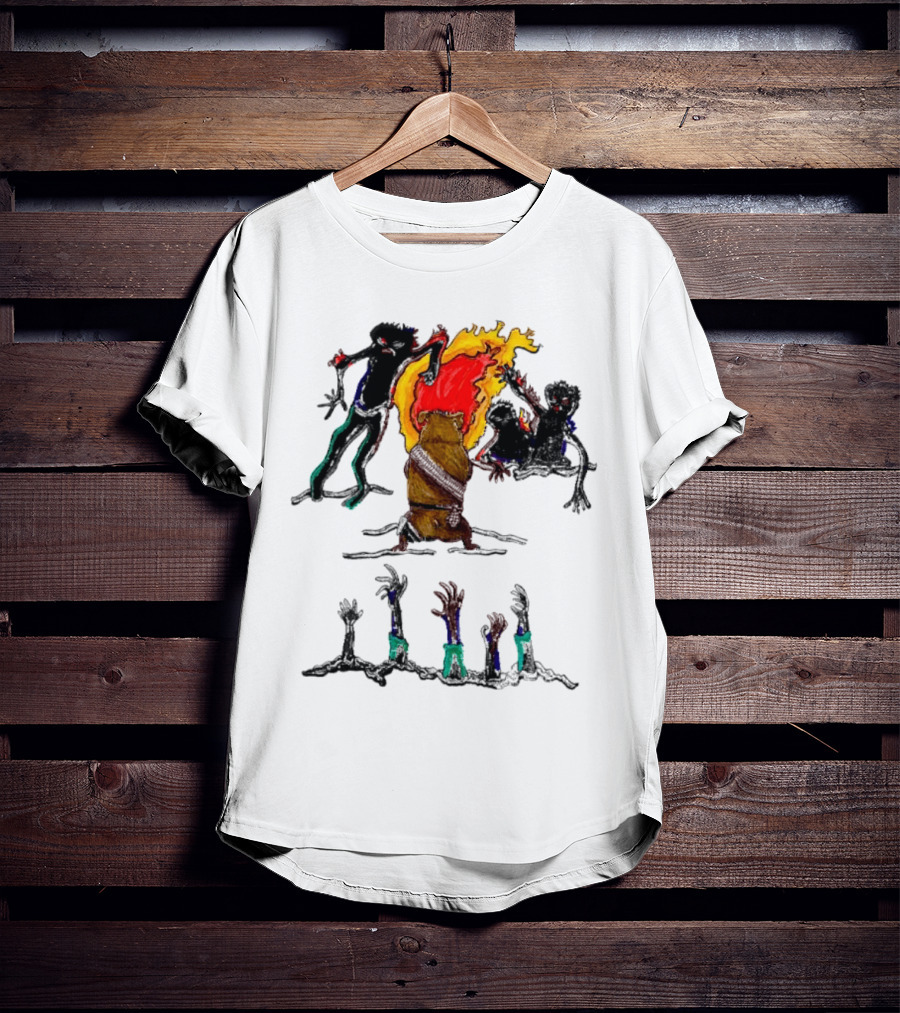 Hamster Of The Apocalypse Surrounded By Flaming Shadows T-Shirt