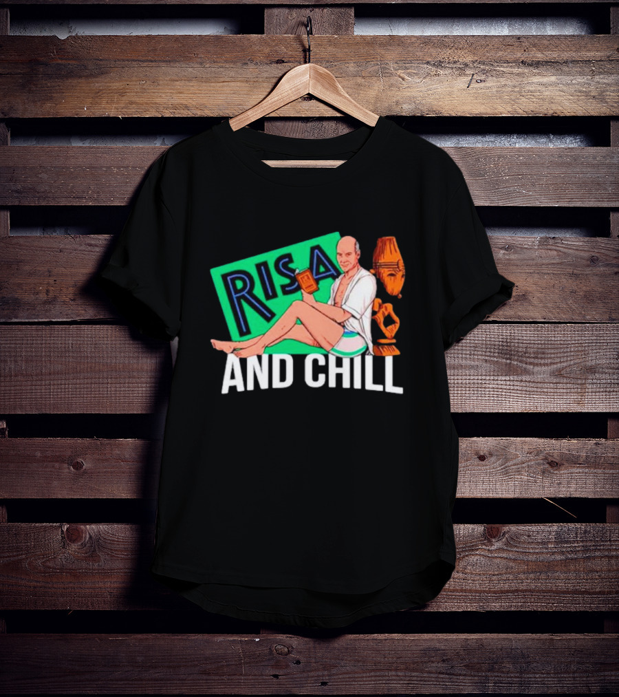 Risa And Chill Star Trek Parody Patrick Stewart Tropical Vacation Relaxation T-Shirt