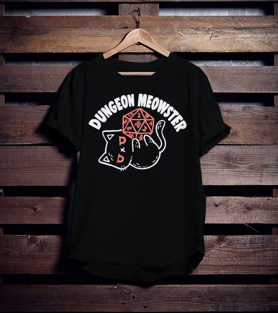 Dungeon Meowster Cat With D20 Die T-Shirt