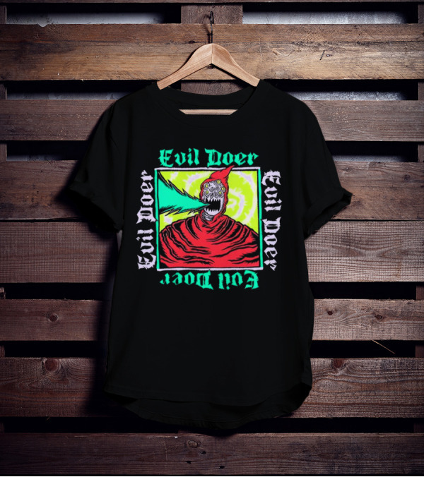 Evil Doer Monster With Fiery Mouth And Multicolored Eyes T-Shirt