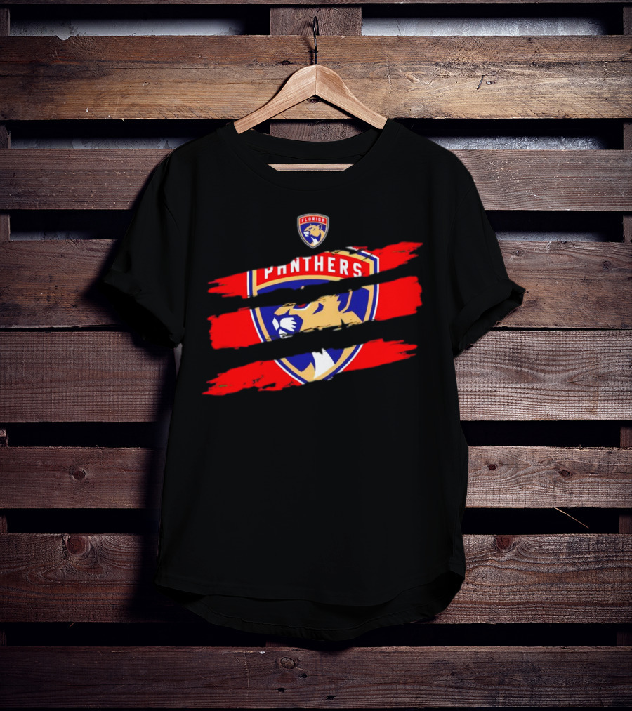 Florida Panthers Scratch Red Emblem T-Shirt