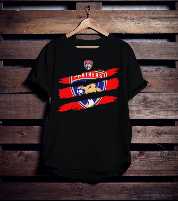 Florida Panthers Scratch Red Emblem T-Shirt