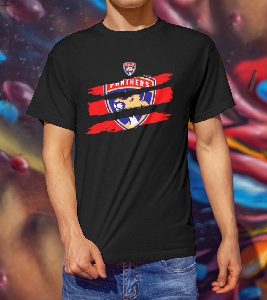 Florida Panthers Scratch Red Emblem T-Shirt