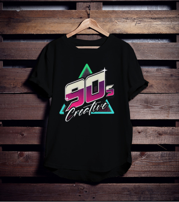 90s Creative Synthwave Retro Neon Triangle T-Shirt