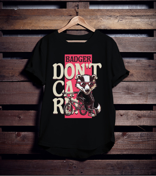 Badger Don't Care Cool Shades Bicycle Attitude T-Shirt