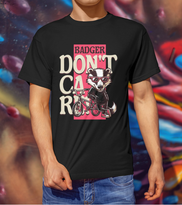 Badger Don't Care Cool Shades Bicycle Attitude T-Shirt