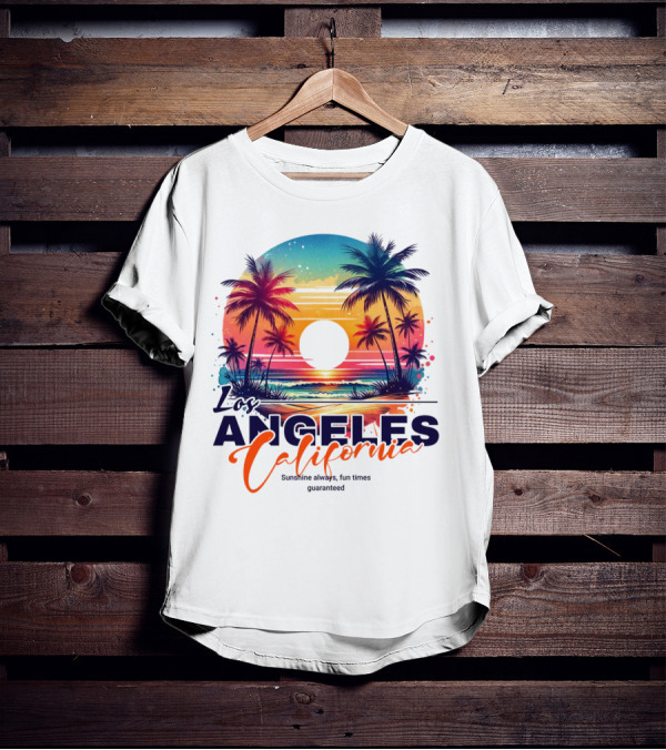 Los Angeles California Sunshine Always Fun Times Guaranteed Palm Trees Beach Sunset T-Shirt