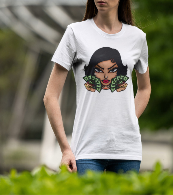 Mialani Aurora Holding Dollar Bills Cartoon T-Shirt