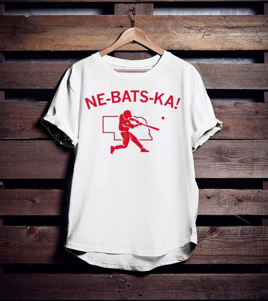 Nebraska Cornhuskers NE-BATS-KA Baseball Player Nebraska Outline T-Shirt