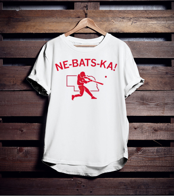 Nebraska Cornhuskers NE-BATS-KA Baseball Player Nebraska Outline T-Shirt