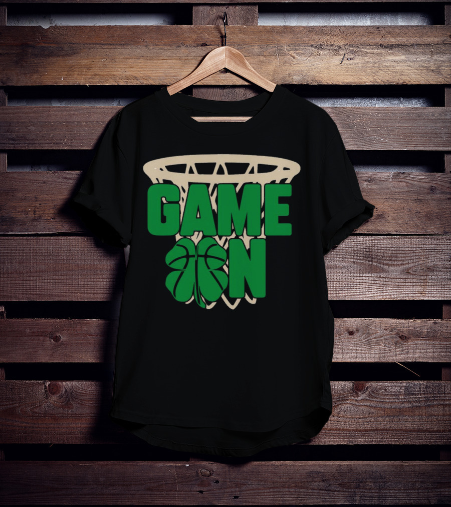 Boston Celtics Game On Basketball Net Clover T-Shirt