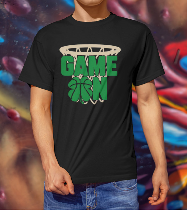 Boston Celtics Game On Basketball Net Clover T-Shirt