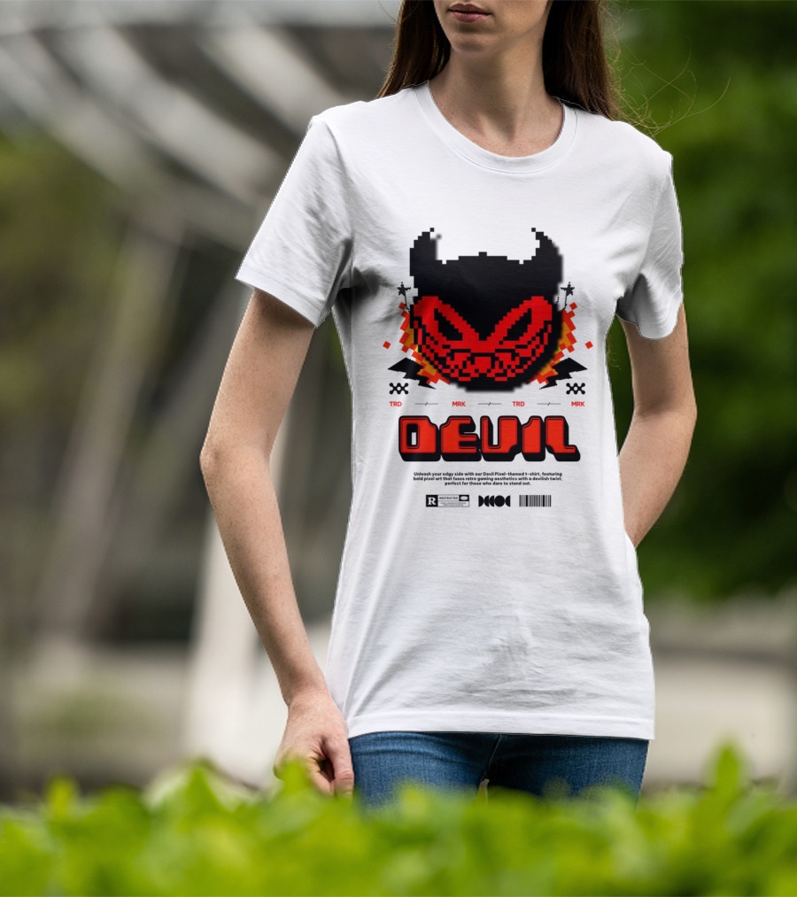 DEVIL PIXELS TRD MRK RETRO PIXEL ART FACE T-Shirt