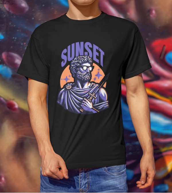 SUNSET Greek Statue With Sunglasses And Sword T-Shirt