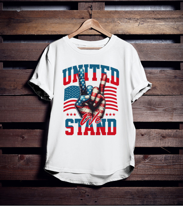 United We Stand American Flag Hand Gesture T-Shirt
