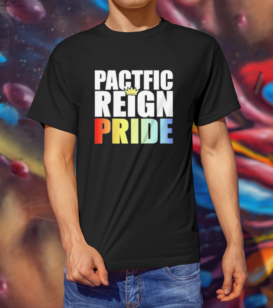 Pacific Reign Pride Crown Rainbow Colors T-Shirt
