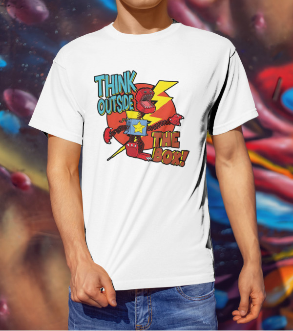 Think Outside The Box Red Monster With Lightning And Star Box Elements T-Shirt
