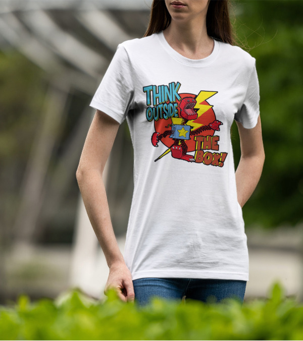 Think Outside The Box Red Monster With Lightning And Star Box Elements T-Shirt