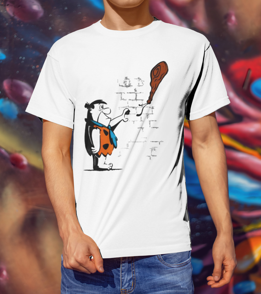Fred Flintstone Balloon Meat Banksy Mashup T-Shirt