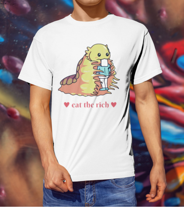 Heart Eat The Rich Space Slug Hugging Person T-Shirt