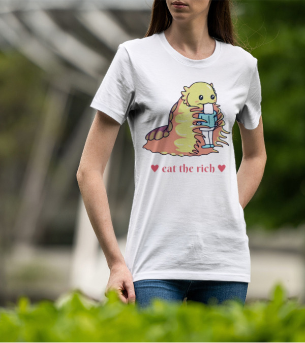 Heart Eat The Rich Space Slug Hugging Person T-Shirt