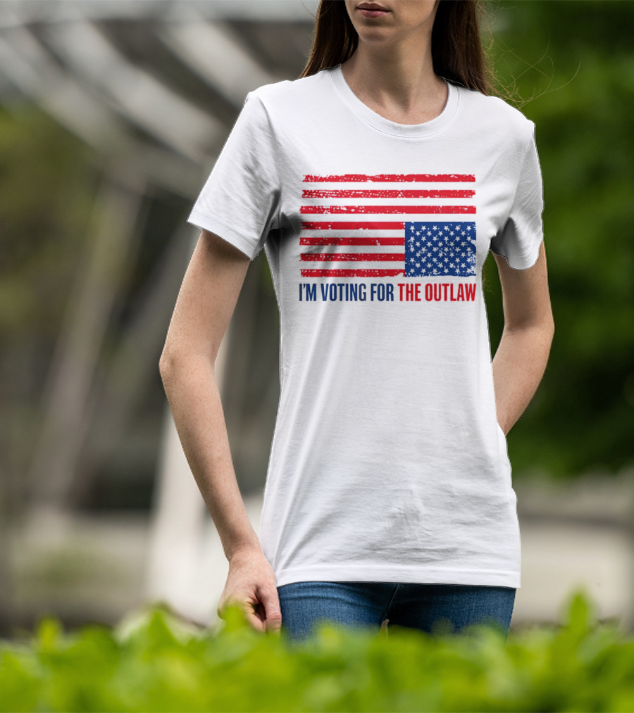 USA Flag I'm Voting For The Outlaw Distressed American T-Shirt