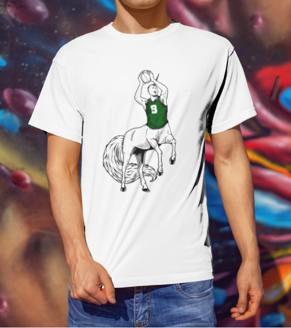 Kristaps Porzingis Unicorn Centaur Basketball Jumper 9 T-Shirt