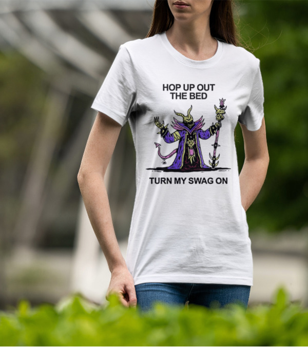 Wizard Of Barge Hop Up Out The Bed Turn My Swag On Mage With Staff And Demon Tail T-Shirt