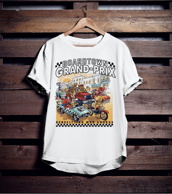 Boardtown Grand-Prix Colorful Animal Parade Benefit MSU Access T-Shirt