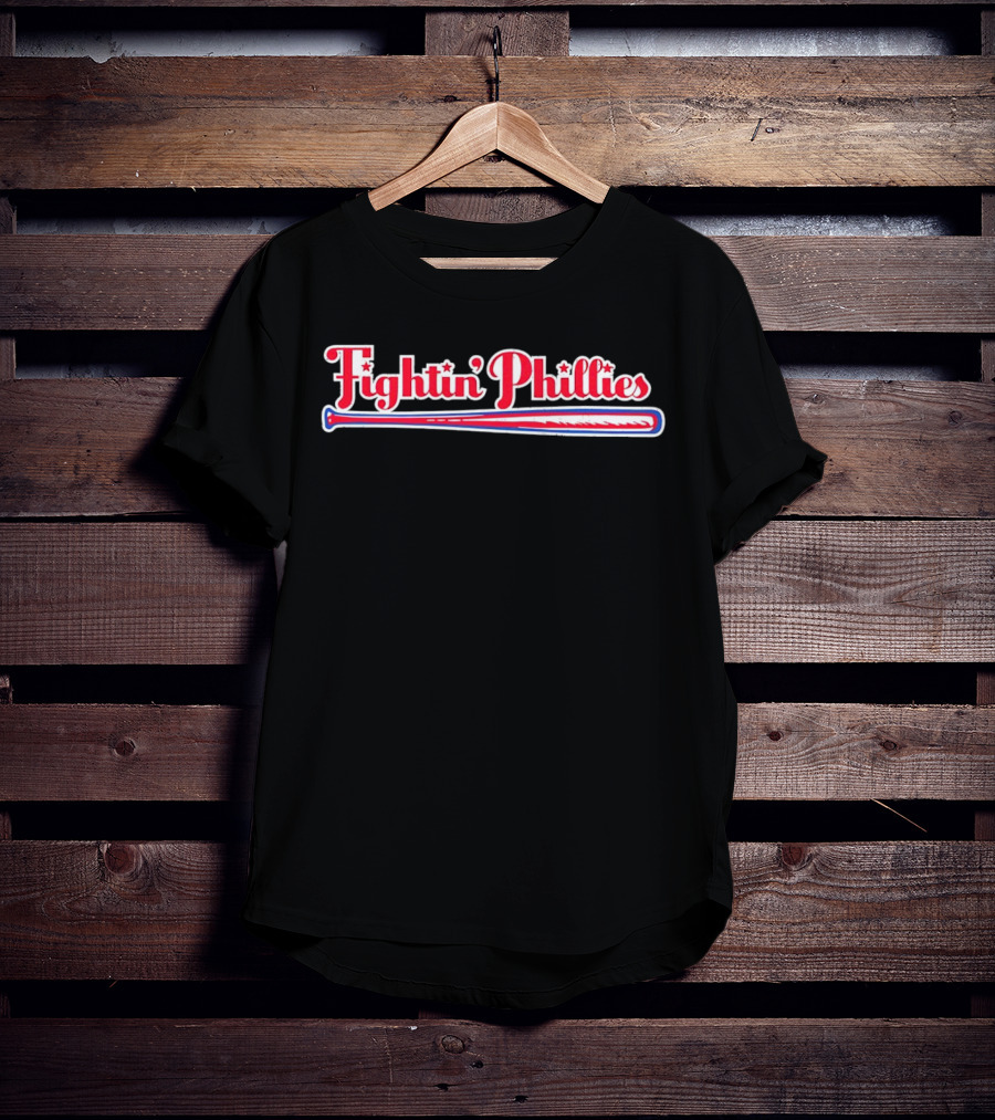 Fightin Phillies Baseball Bat Red Blue Stars T-Shirt