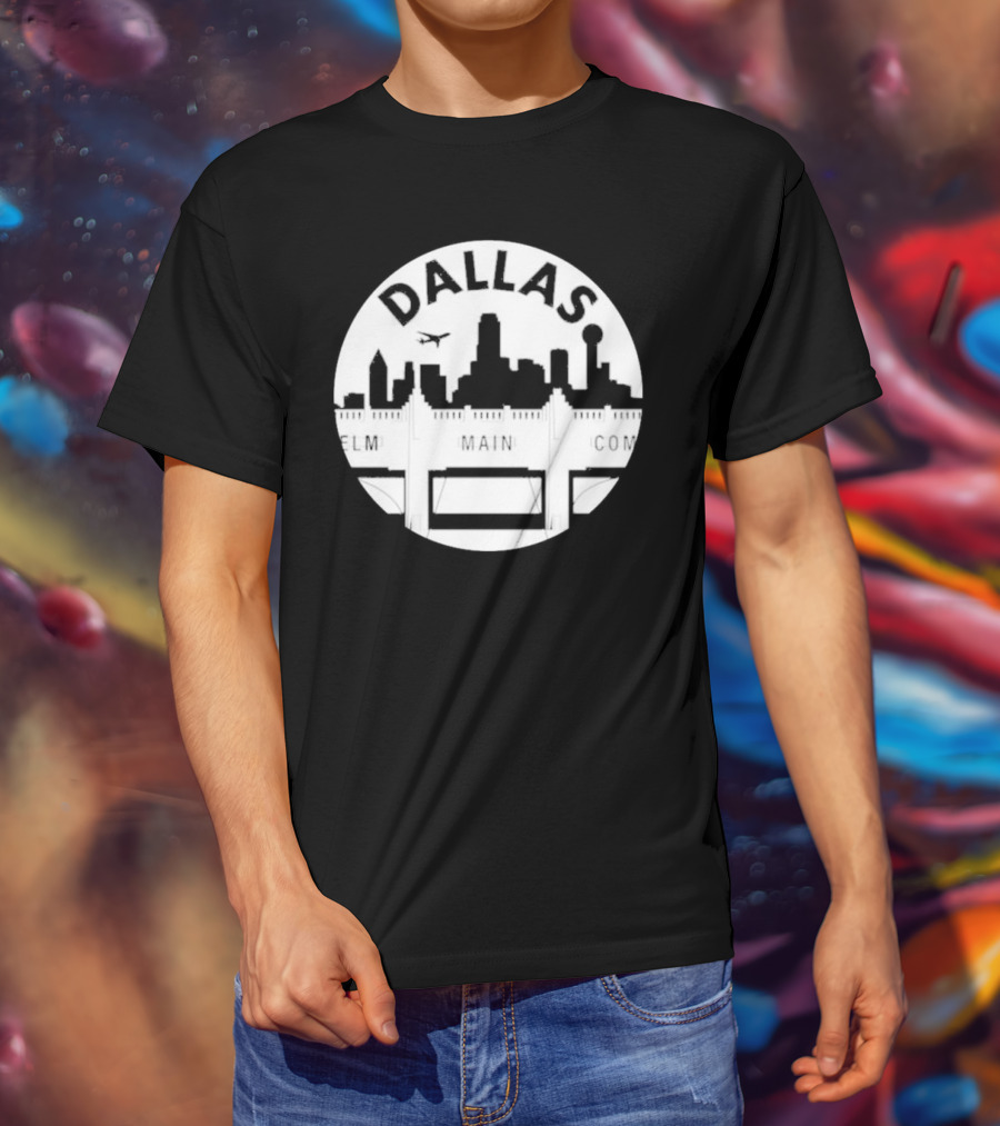 Triple Underpass Elm Main Commerce Dallas Skyline T-Shirt