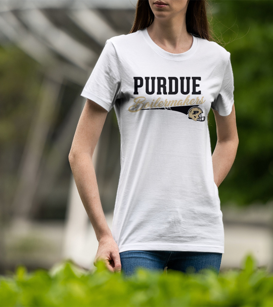 Purdue Boilermakers Script With Iconic Helmet T-Shirt