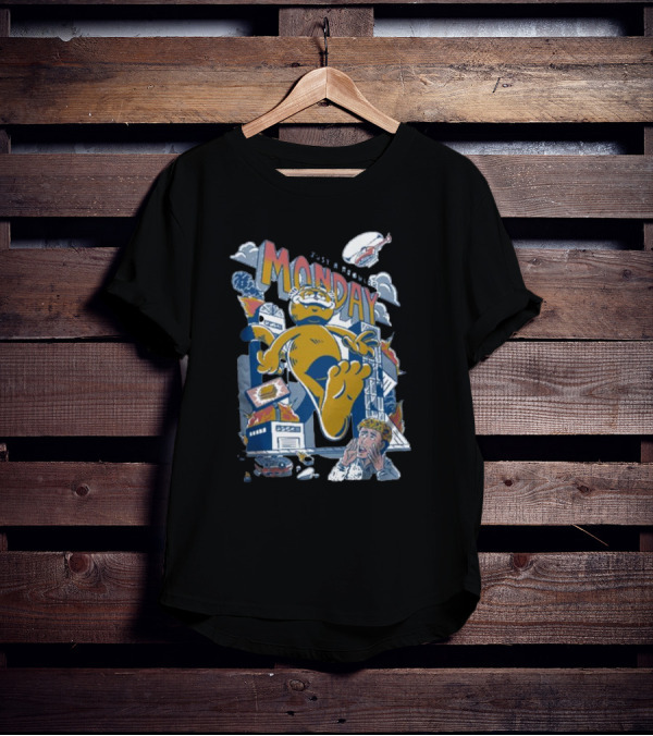 Just A Regular Monday Cat Destroy City Monster Chaos T-Shirt