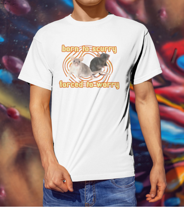 Born To Scurry Forced To Worry With Two Rats And Swirling Background T-Shirt