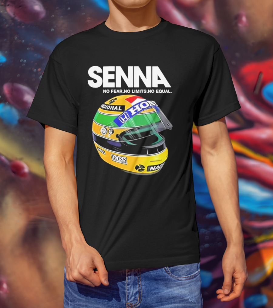 SENNA No Fear No Limits No Equal Honda Racing Helmet BOSS Nacional T-Shirt