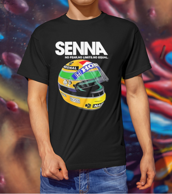 SENNA No Fear No Limits No Equal Honda Racing Helmet BOSS Nacional T-Shirt