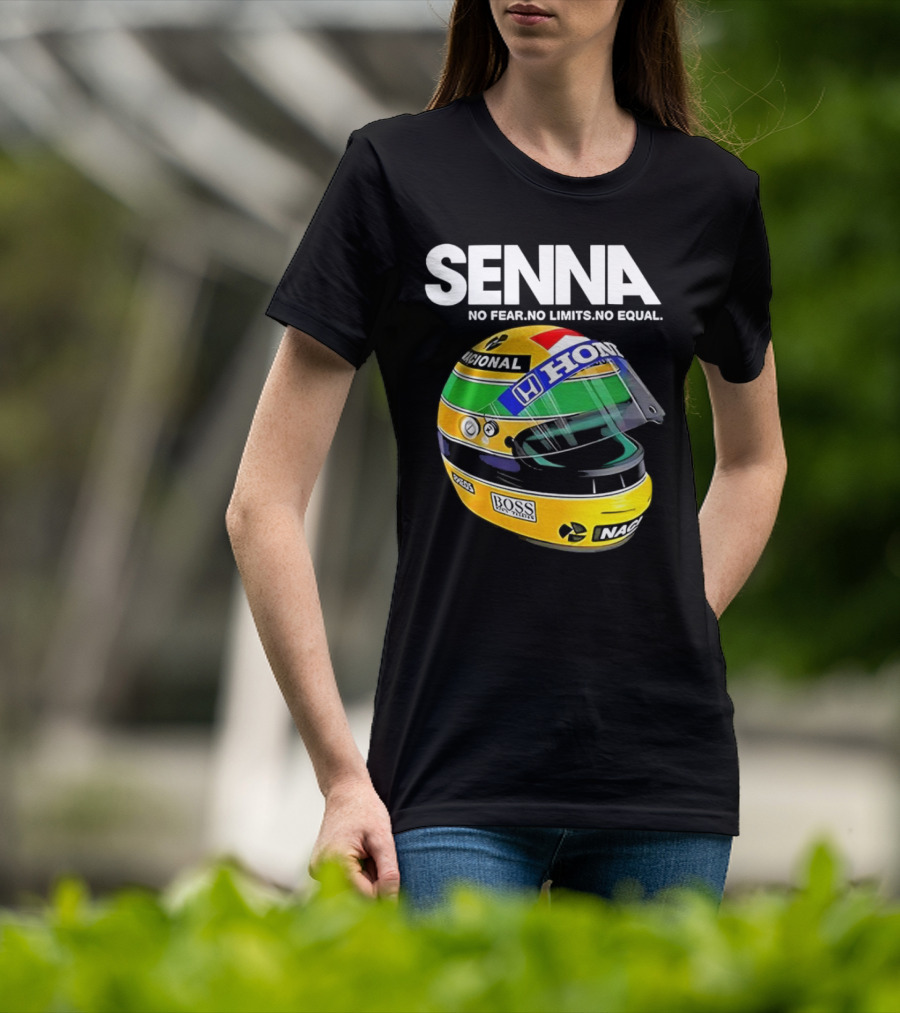 SENNA No Fear No Limits No Equal Honda Racing Helmet BOSS Nacional T-Shirt