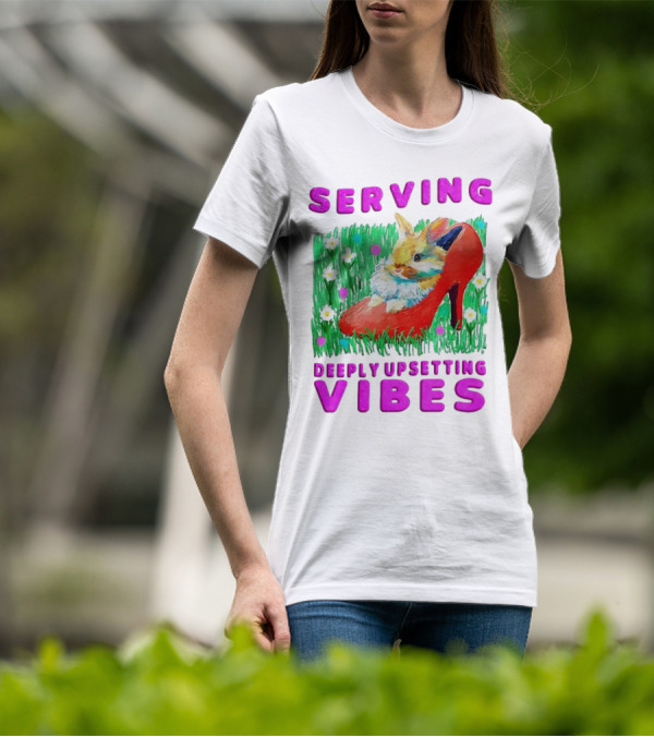 Serving Deeply Upsetting Vibes Bunny In Red High Heel With Flowers T-Shirt