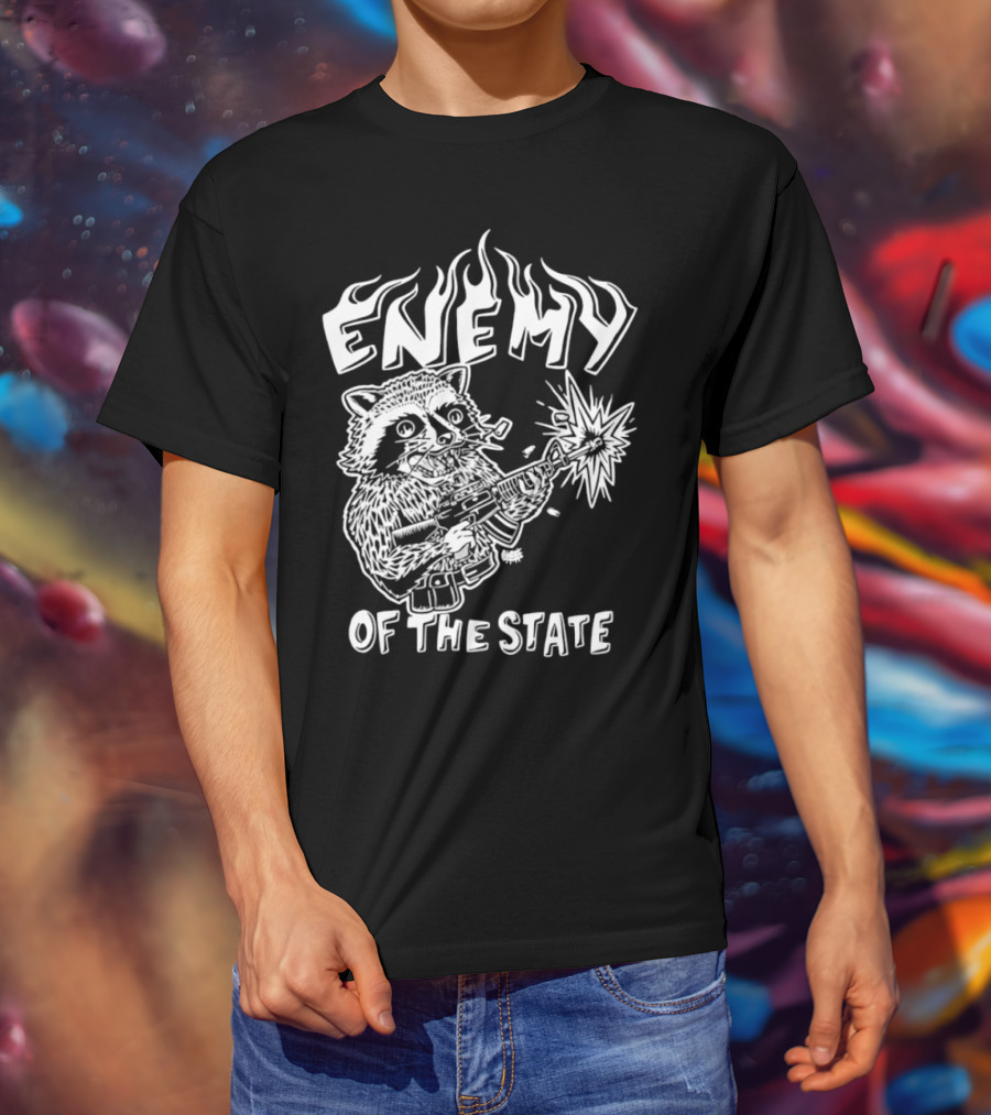Enemy Of The State Raccoon With Gun Olafh Ace T-Shirt