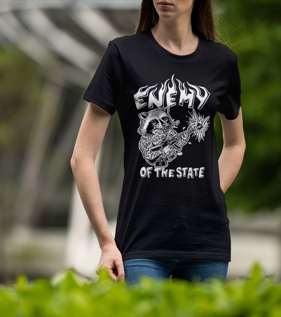 Enemy Of The State Raccoon With Gun Olafh Ace T-Shirt