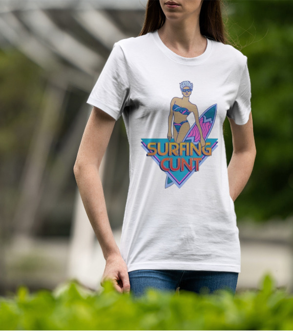 Surfing Cunt Retro Summer Vibes Surfer Girl Iconic T-Shirt