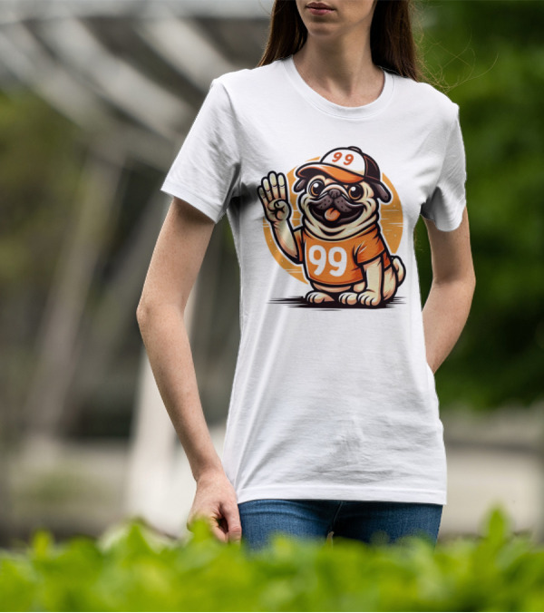 99 Pug Dog Sports Cap And Jersey With Number T-Shirt