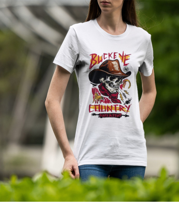 Buckeye Country Superfest Skeleton Cowboy With Horse And Lasso T-Shirt