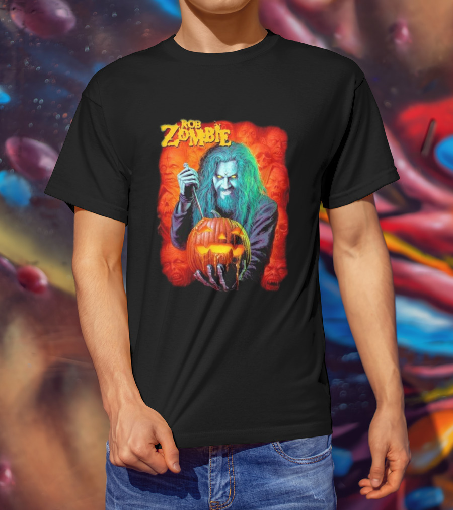 Rob Zombie Hellbilly Deluxe Halloween Pumpkin Horror T-Shirt