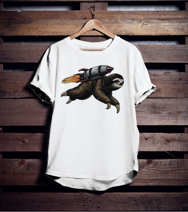 Sloth With Rocket-Powered Jetpack In Flight T-Shirt