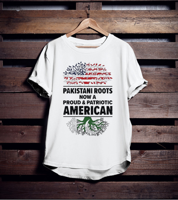 Pakistani Roots With Proud Patriotic American Flag Symbolism T-Shirt