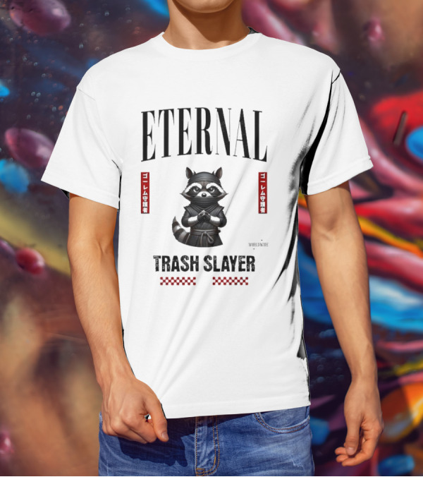 Eternal Ninja Trash Slayer Worldwide Raccoon T-Shirt