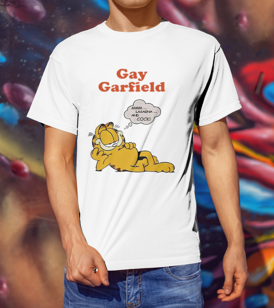 Gay Garfield Mmm Lasagna And Cock Meme T-Shirt