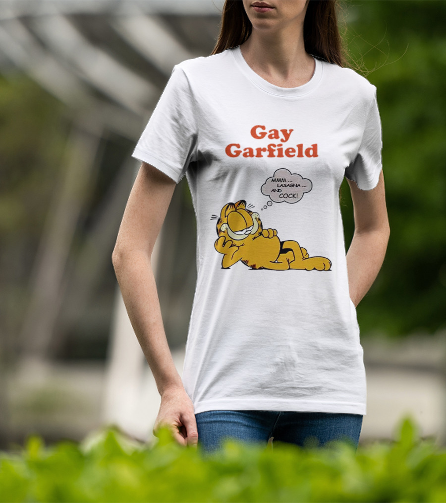 Gay Garfield Mmm Lasagna And Cock Meme T-Shirt